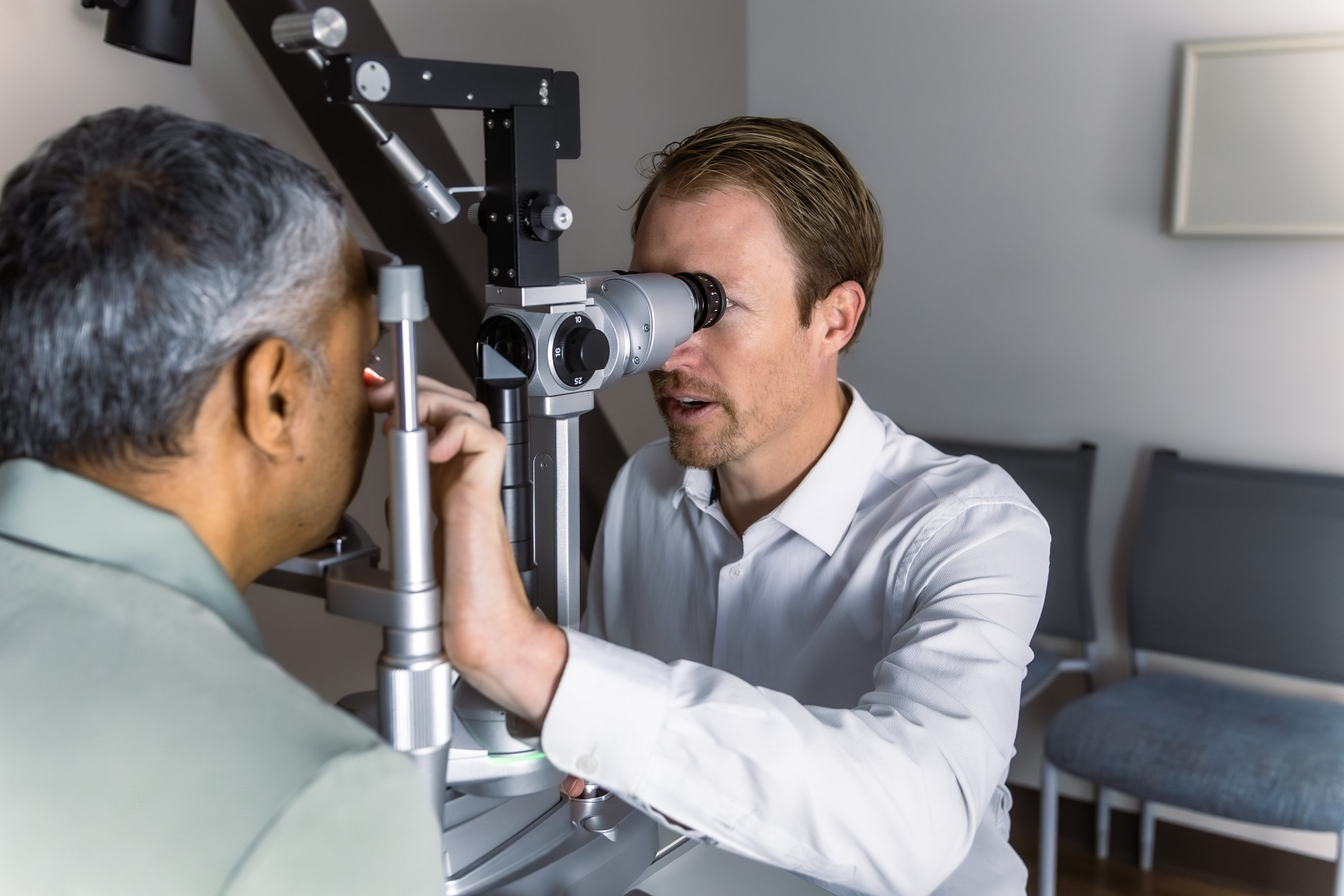 Eye examination at Davis Vision Center in South Jordan, Utah